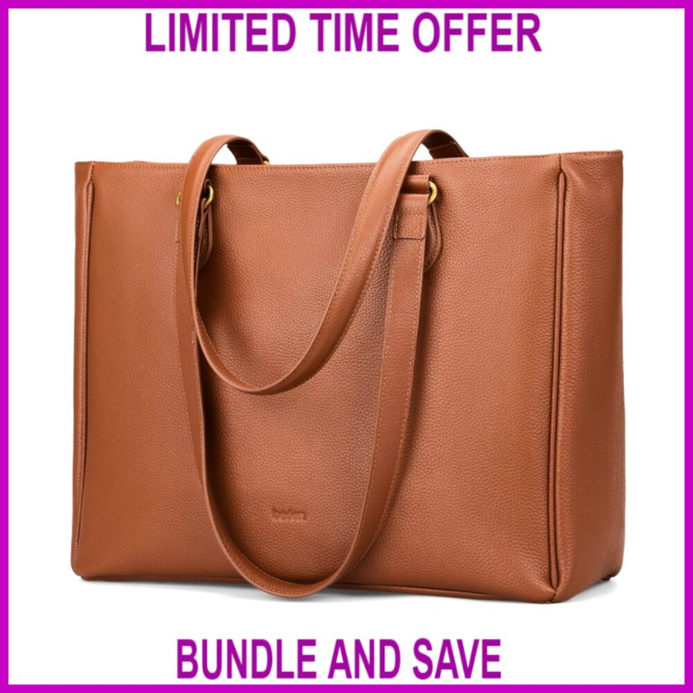 Genuine Leather Tote Bag With Laptop Compartment For Women Work Purse